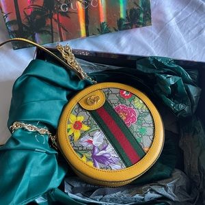 New Authentic Gucci Ophidia Flora Round Cross Body Bag
